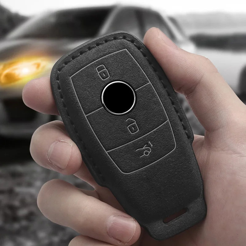 Key case,key case cover Leather car key case for Mercedes Benz C /S Class W223 W206 S350L S400L S450L S500L fob suede protector accessories