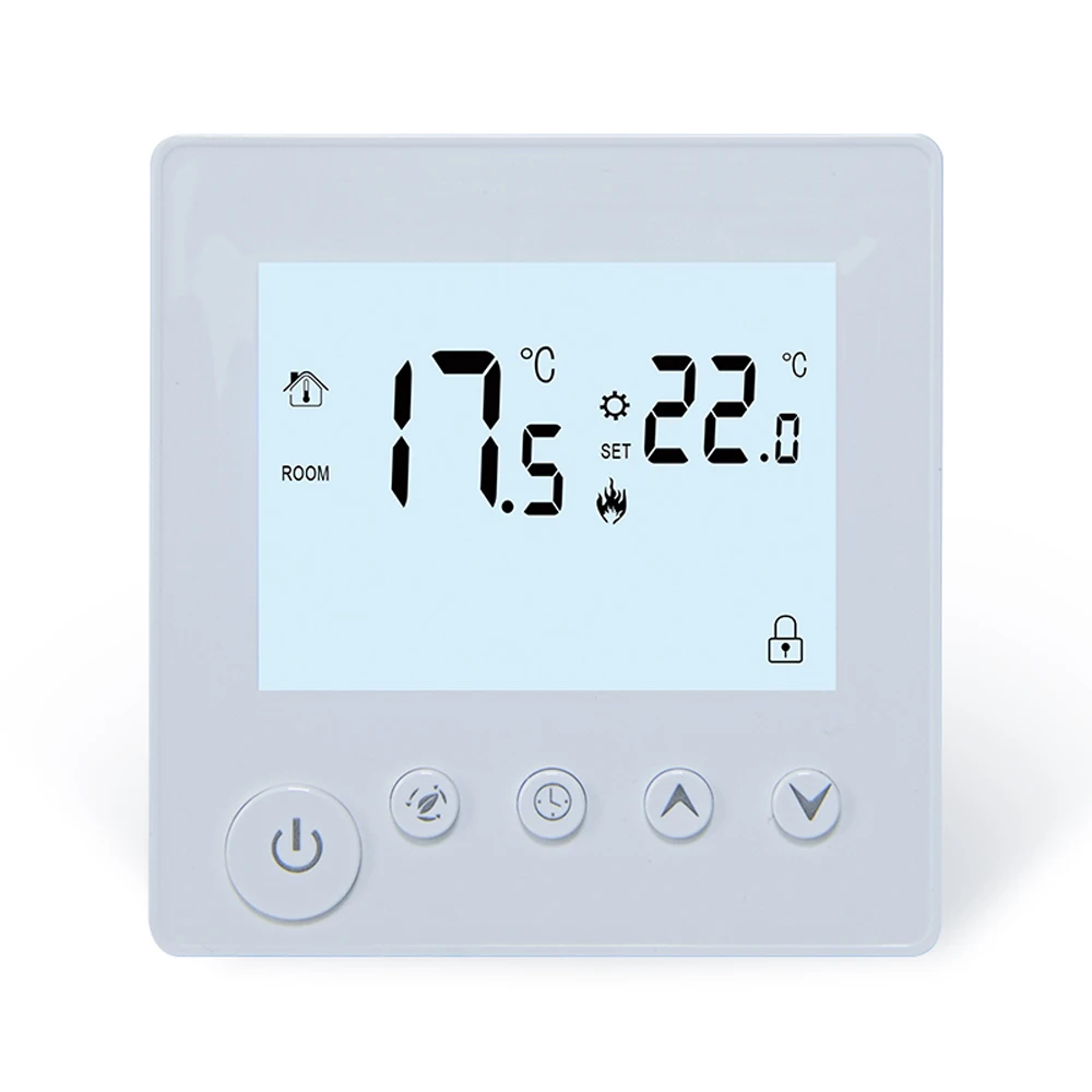 

Temperature Controller LCD Backlight Display Week Time Indoor Temperature Display Target Temperature Setting Energy Saving Modes