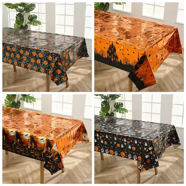 Nappe de Poulet en Plastique pour Décoration d'Halloween, Citrouille, Toile d'Araignée, Chauve-Souris, Couverture de Table, Festival, ix, Maison 1