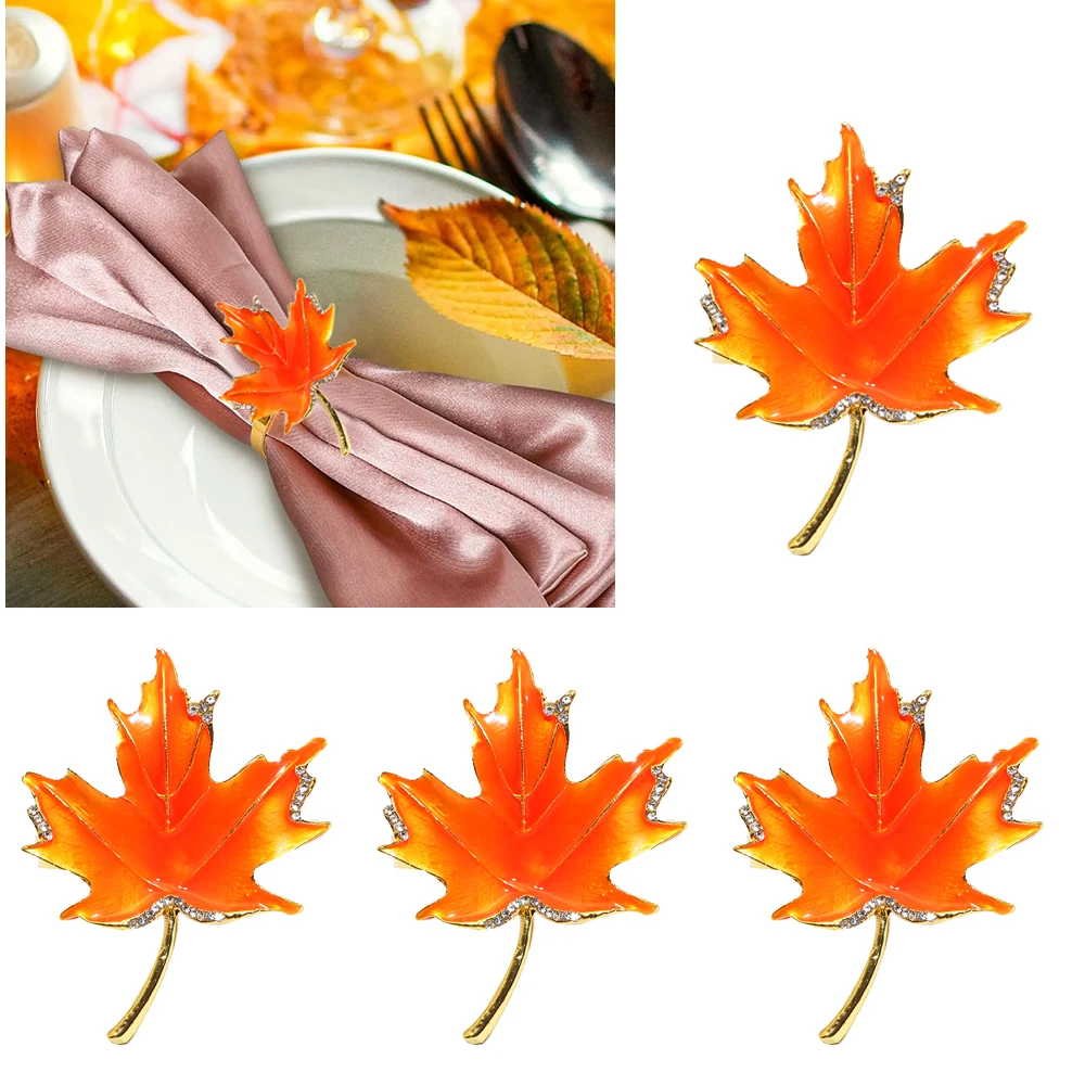 4 шт., кольца для салфеток в виде кленовых листьев