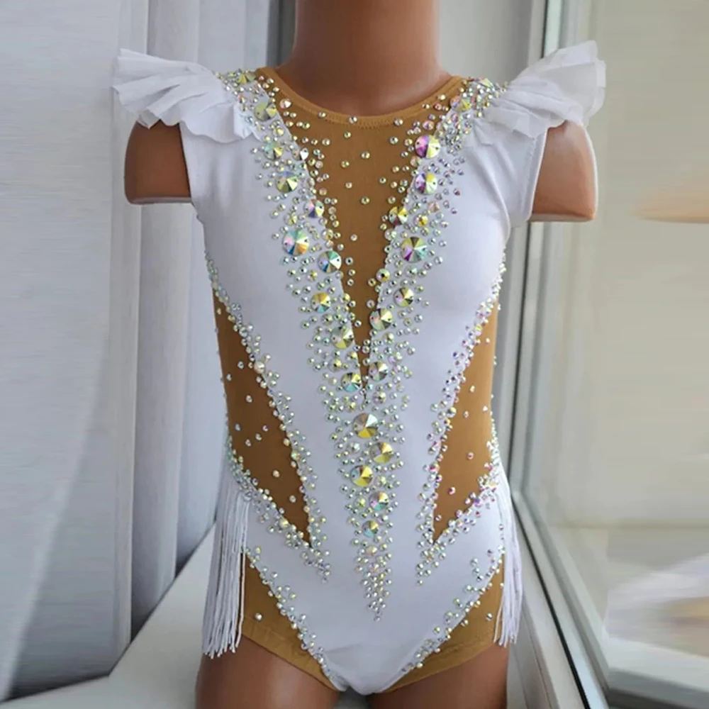 Rhythmic Gymnastics Leotards Artistic Gymnastics Leotards Women's Girls'  Leotard Mesh Spandex High Elasticity Handmade