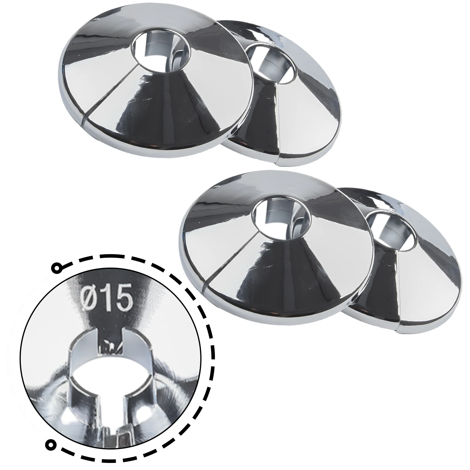 4 stücke 15mm Chrom Farbe Silber Galvanisieren Kühler Rohr Kragen Abdeckung Kunststoff Boden Dekoration Wasserhahn Zubehör – Detail 37