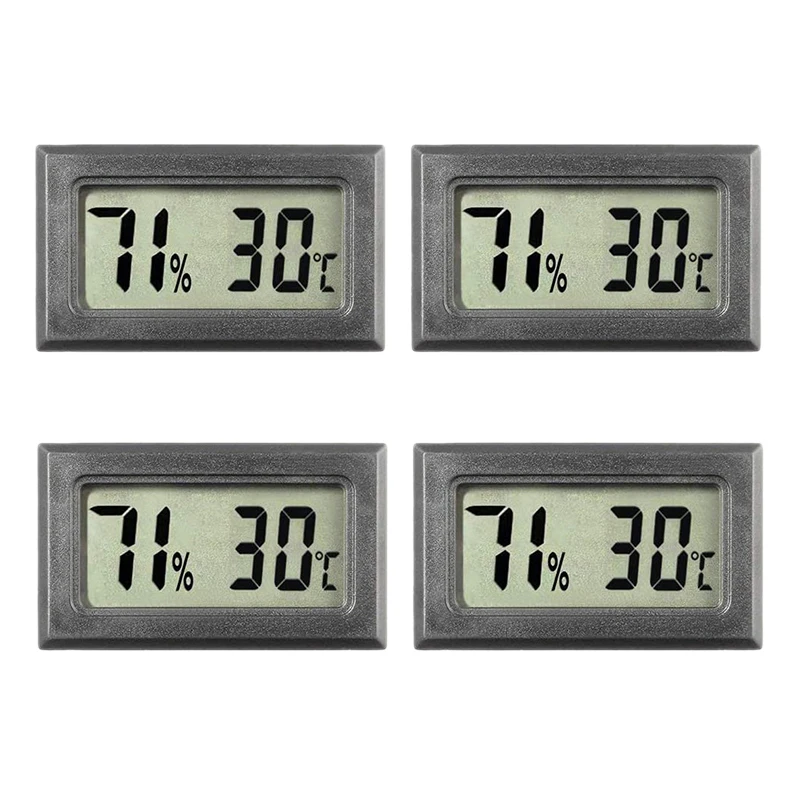 

4Pcs Mini Digital Thermometer Hygrometer Meters Gauge Indoor Large Number Display Temperature Humidity for Home Office