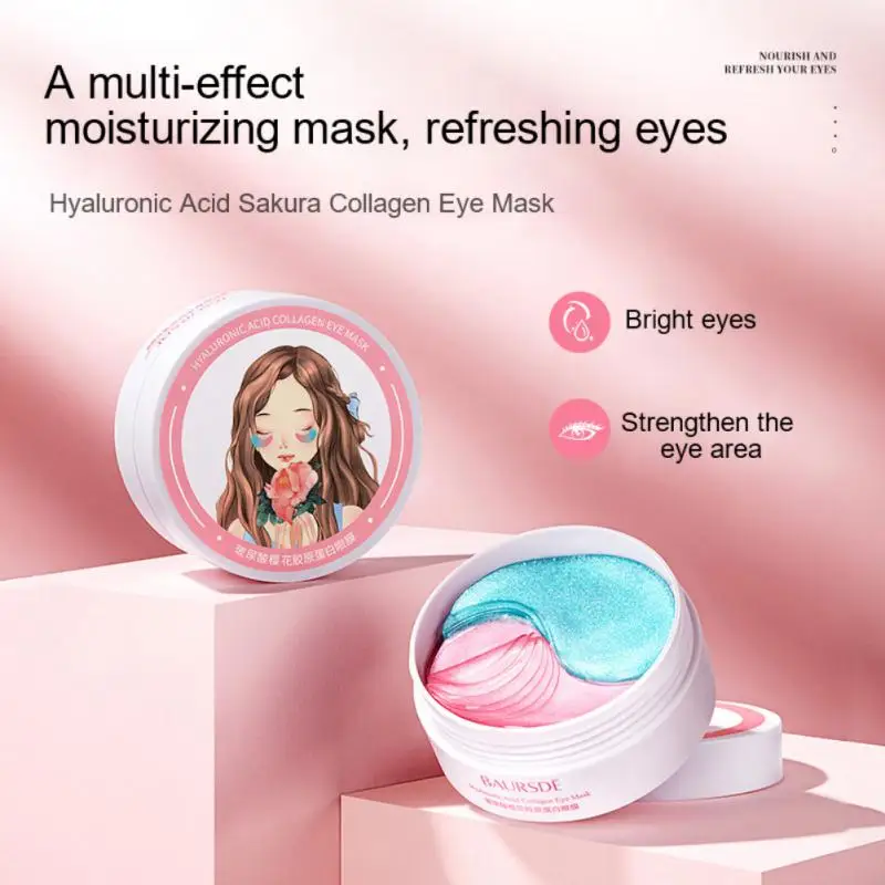 

Hyaluronic Acid Cherry Blossom Collagen Eye Mask Moisturizing Eyes Bags Dark Circles Remove Beauty Skincare Eye Patches