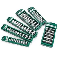 Hex Socket Wrench Head Set For Ratchet 1/4 3/8 1/2 Short Long Socket Deep Nut Driver Sleeve Spanner End Ratchet Tool With Holder 2