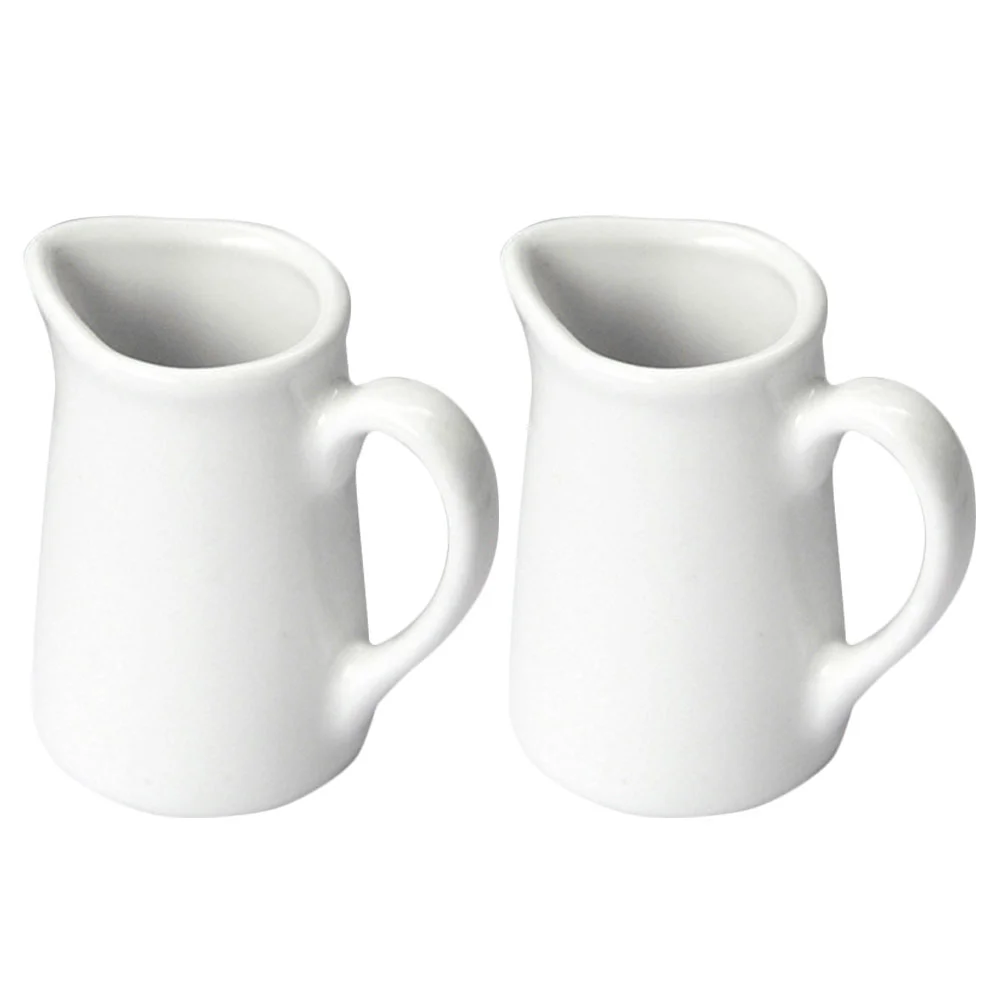 

2pcs Ceramic Creamer with Handle Small Creamer Pitcher Ceramic Coffee Milk Creamer Sauce Pitcher