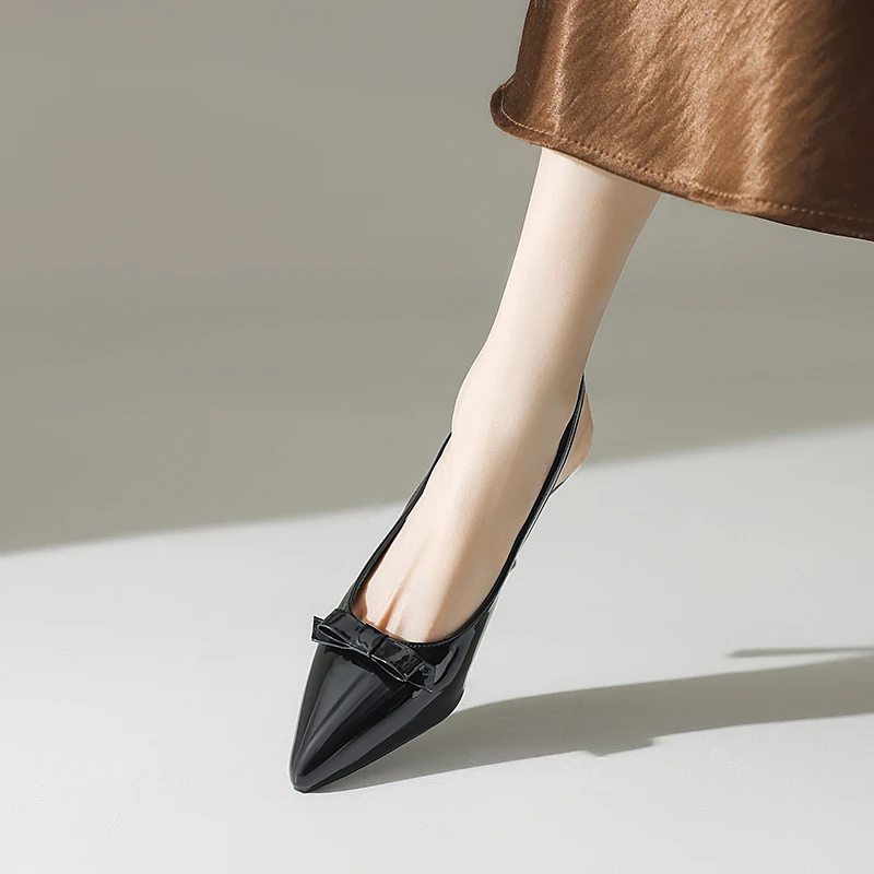 Women High Heeled Sandals Butterfly-Knot Ladies Elegant Pointed Toe Modern Wedding Slingbacks Summer Office Shoes
