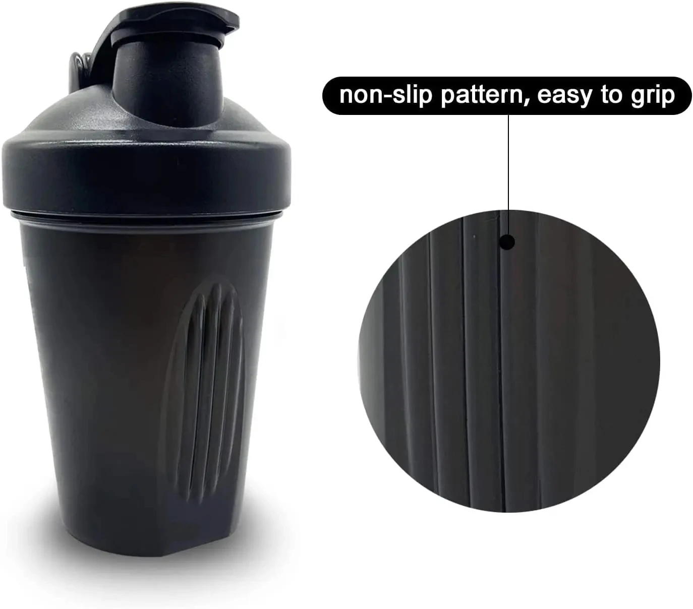 Protein Shaker Bottle w/Stainless Whisk Ball-Perfect for Protein Shakes and Pre Workout-BPA Free - Dishwasher Safe - 12oz(400ml)