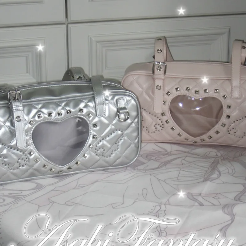 Borsa a tracolla Lolita in pelle PU trasparente rosa stile giapponese Itabag con rivetti, borse Harajuku Pain Bags Sweet_voghion.com