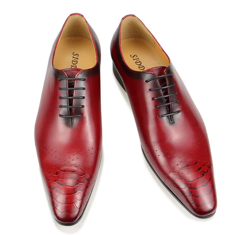 Oxford Luxury Vintage Formal Cow Leather Dress Shoes Fashion Men's Lace