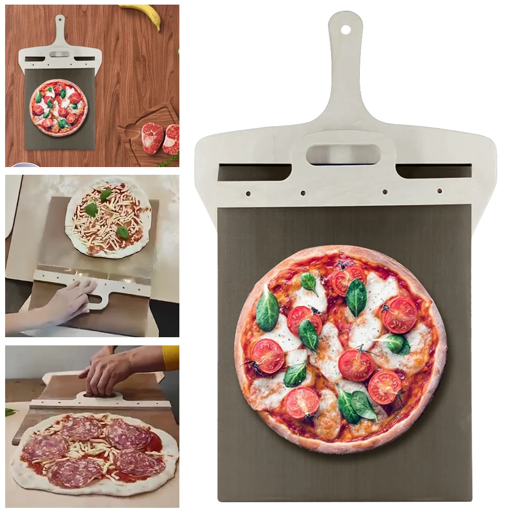 Wooden Sliding Pizza Peel with Handle Pizza Transfer Shovel Non-stick Versatile for Making Baking Bread