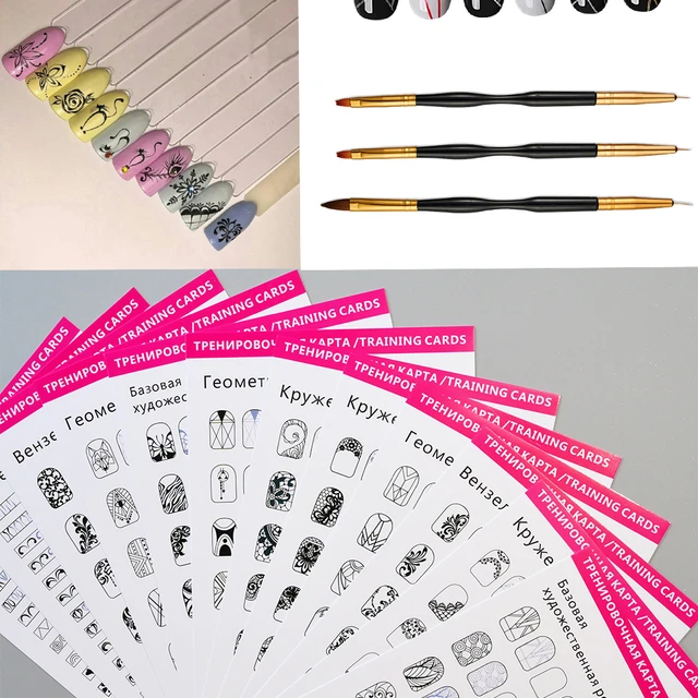 12 Sheets Blank Nail Art Training Cards Practice Lines Drawing Painting  Template for Application Practice Pad Mat Acrylic Finger - AliExpress