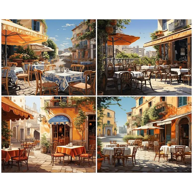 

CHENISTORY DIY Pictures By Numbers Restaurant Scenery Kits Coloring By Number Drawing On Canvas HandPainted Gift Home Decor