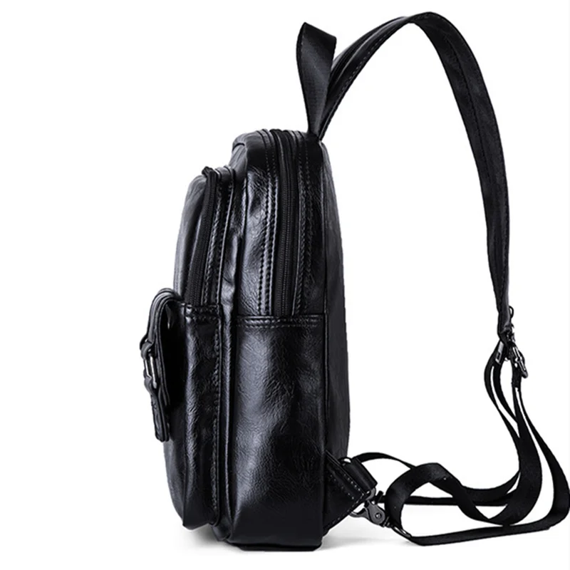 Mochila multifunción ligera para hombre, bolso de pecho de moda, bolsos de  hombro pequeños, bolsos cruzados, mochilas pequeñas de cuero PU Fivean  unisex