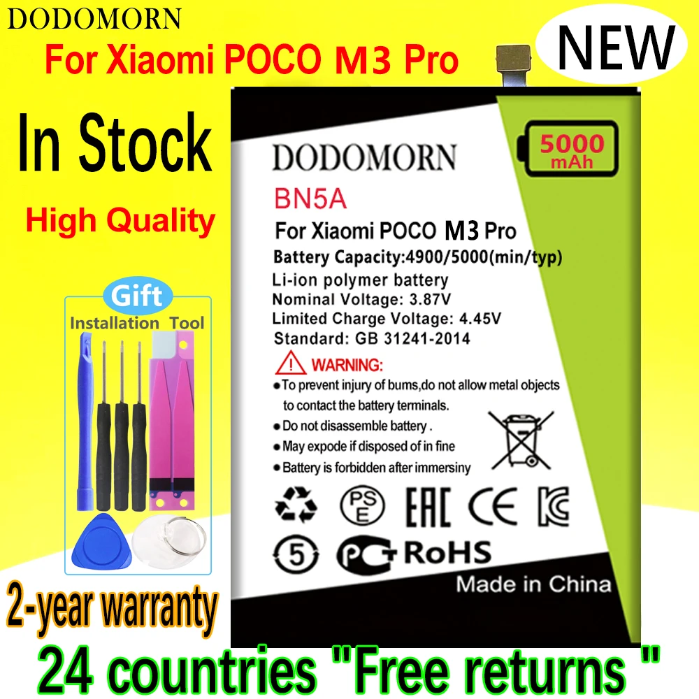 

DODOMORN BN5A Battery For Xiaomi POCO M3 Pro M 3 Pro Phone High Quality+Tracking Number