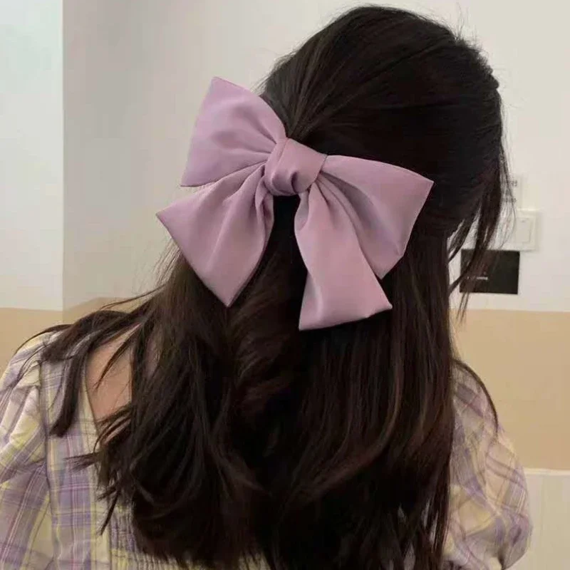Vintage Big Hair Bow Ties Cute  Clips Satin Two Layer Butterfly  pin  Accessories for Women Girl knot pins