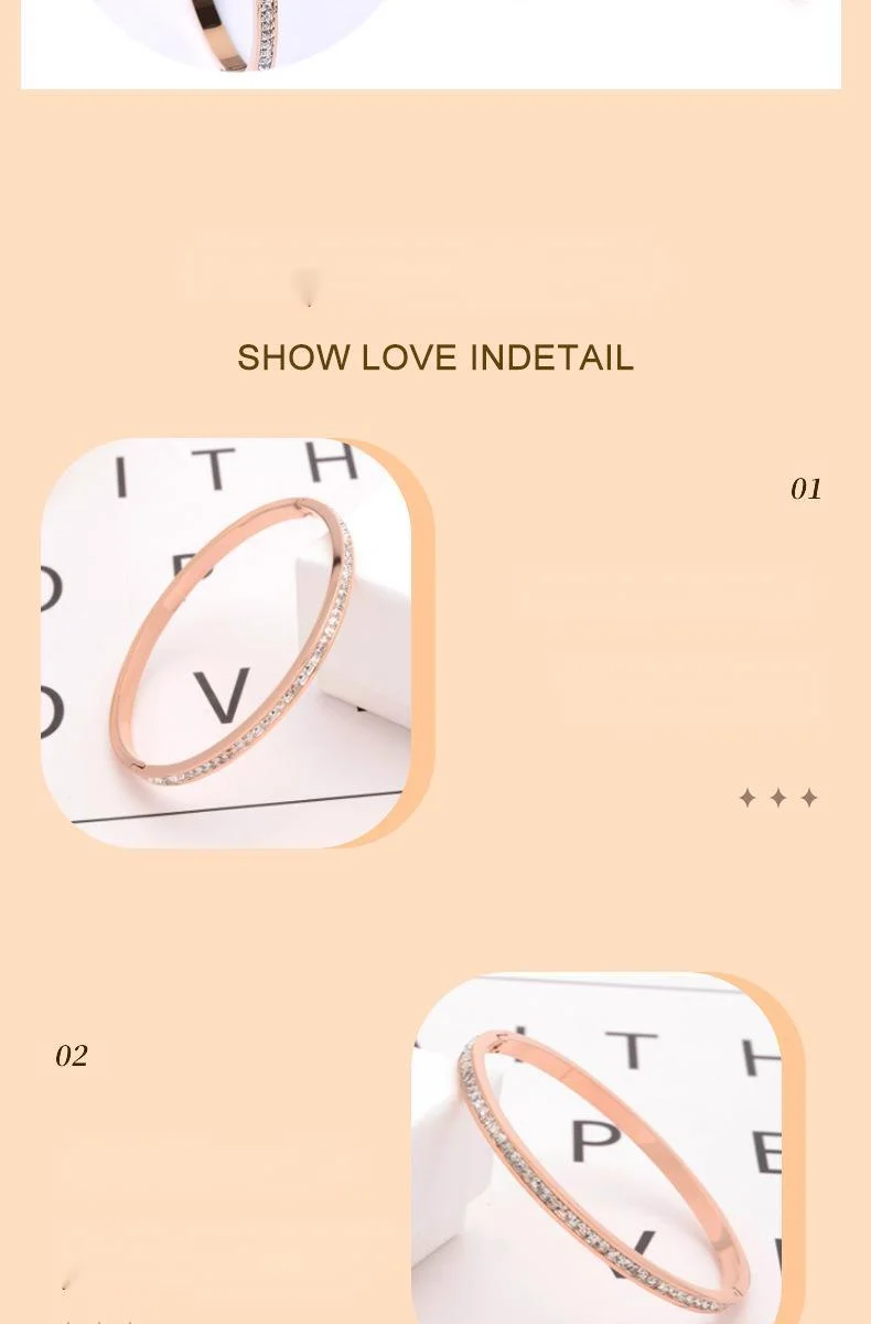 Round Diamond Inlaid Titanium Steel High-end Feel Ins Niche Design, Simple And Cool Style Bracelet_voghion.com