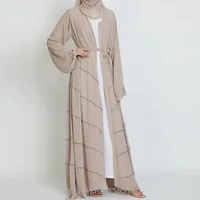 Abaya-Kimono de Luxe Ouvert pour Femme, Kaftan Islamique, Longue Robe de Soirée, Vêtement de Prière, Turquie, Printemps, Été, Dubaï, 2024 4