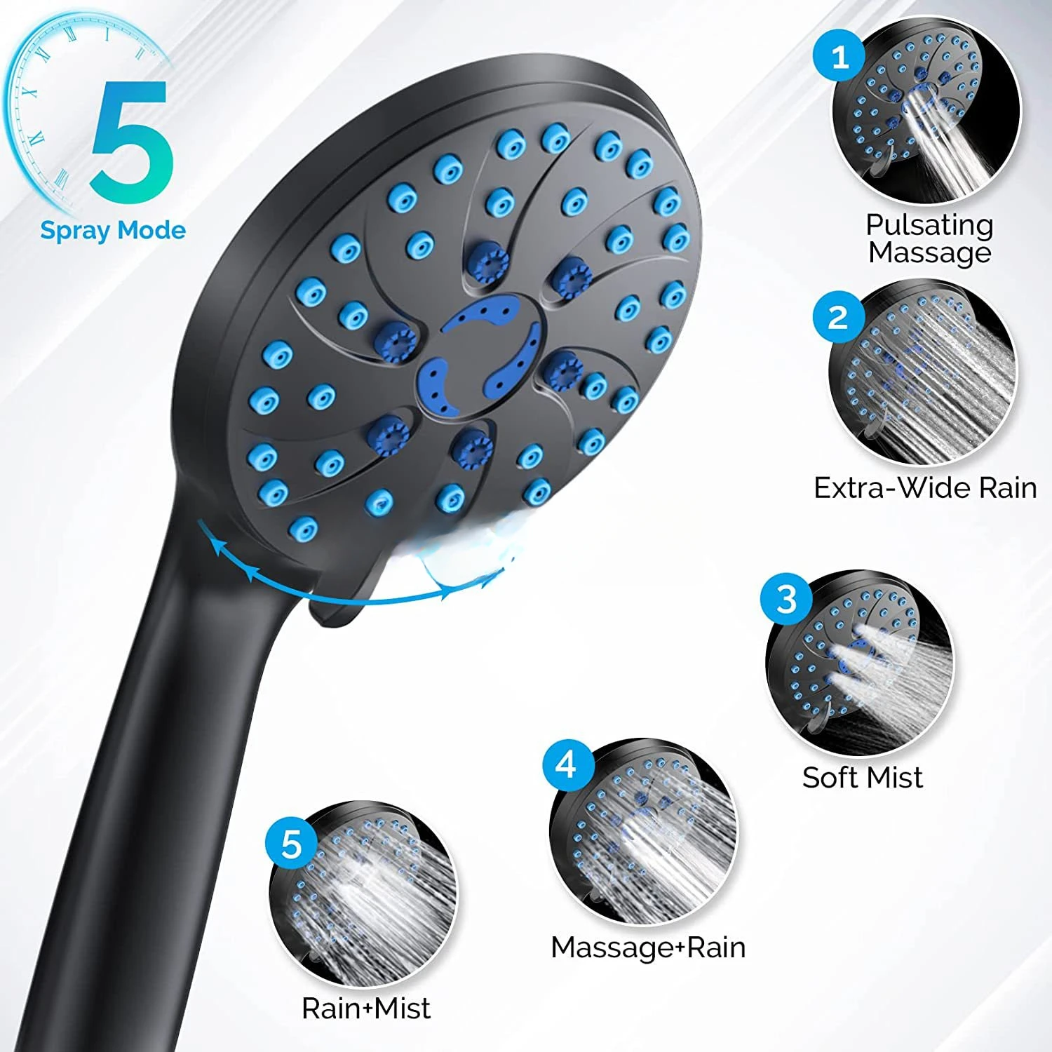 Shower Set 12 Inch ABS Starry Ceiling Showerhead Handheld Sprayer Concealed System 3