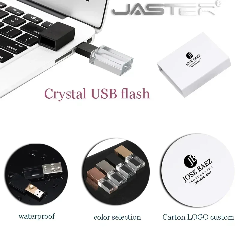Flash Drive JASTER Transparent Glass USB 3.0 for Car usb pen drive 4GB 16GB 32GB 64GB USB Flash drive Memory Drive Stick Pen Car gift
