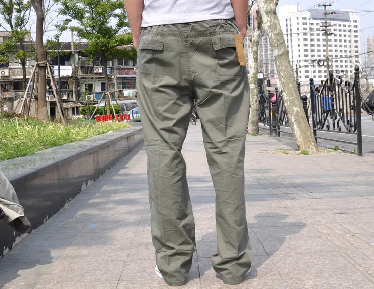 Summer cargo cotton thin pants pocket zipper large size big 8XL 10XL 9XL 140KG out door casual safari style pants black 48 3