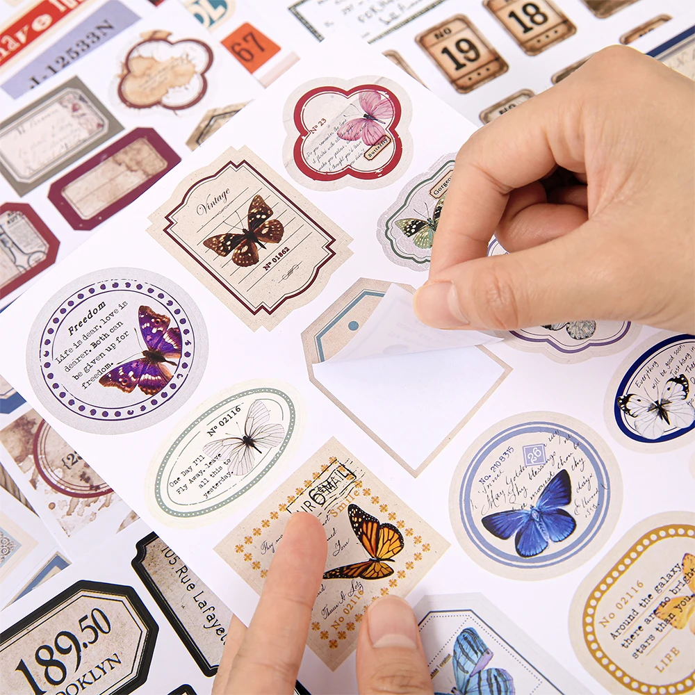 30 fogli di etichette adesive vintage, oltre 500 etichette decorative estetiche, modelli di carta vintage per la pianificazione creativa e l'imballaggio di regali - immagine 5