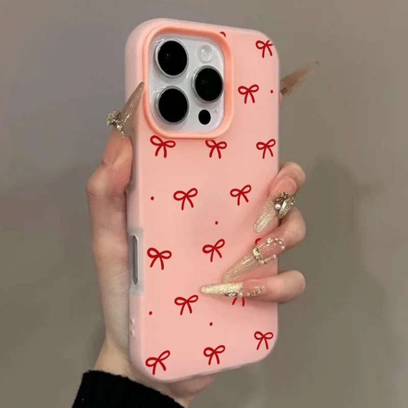 Red Bow Dots Shockproof Candy Phone Case
