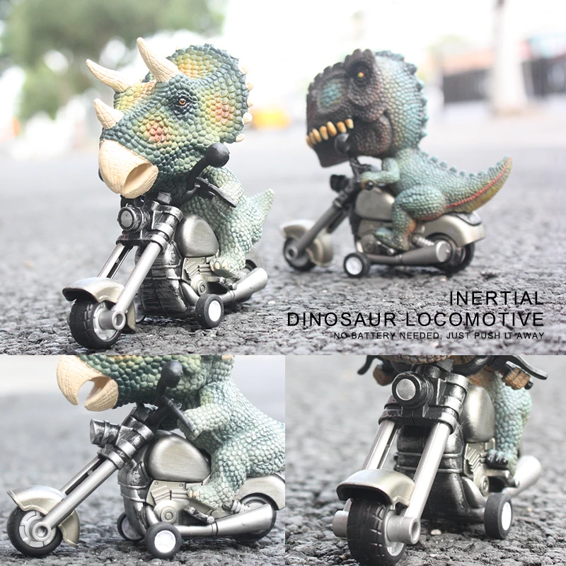 Childrens Dinosaur Modeling Pullback Motorcycle Simulation Locomotive Inertia Car miniatures item Animal figurines Dinosaur toys 4