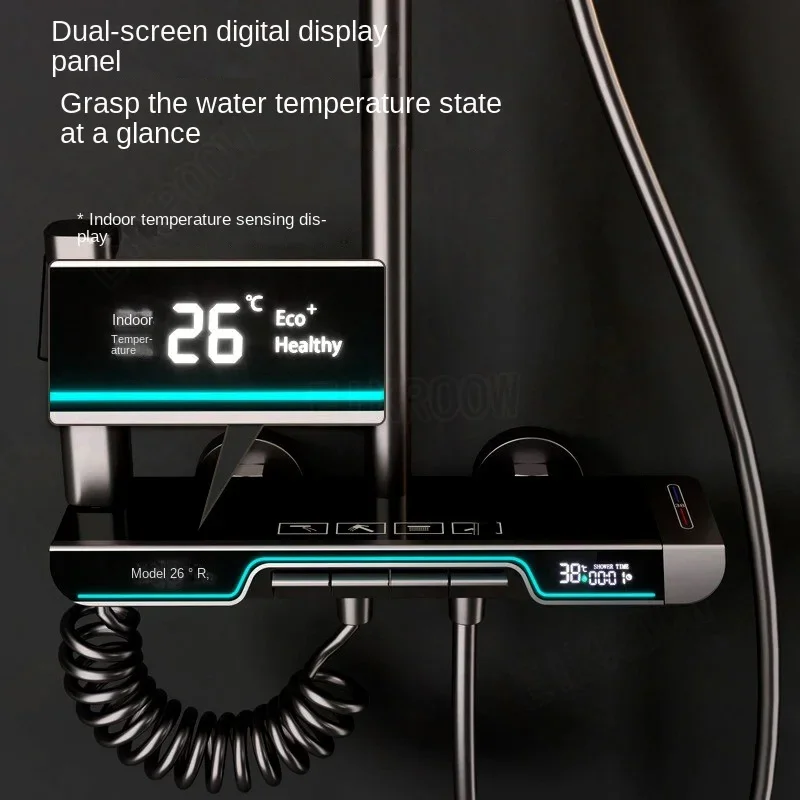 Juego de ducha inteligente con pantalla Digital, juego de ducha con luz ambiental, tecla de Piano, temperatura constante, presurizado, para Baño