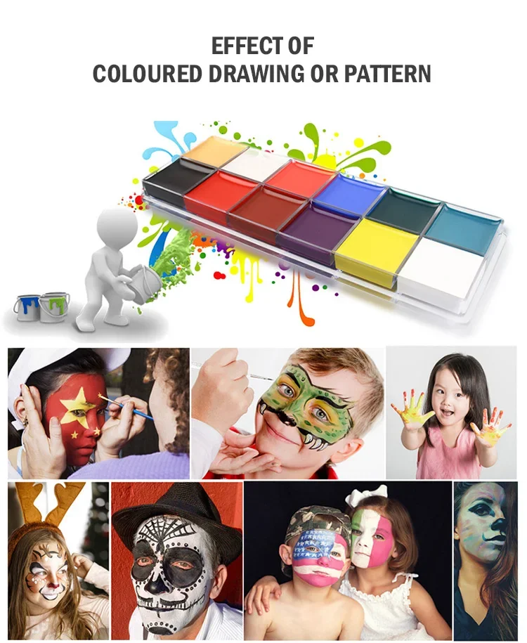 Face Painting Kit - Non-Toxic Body Makeup with Loose Powder for Halloween  Cosplay