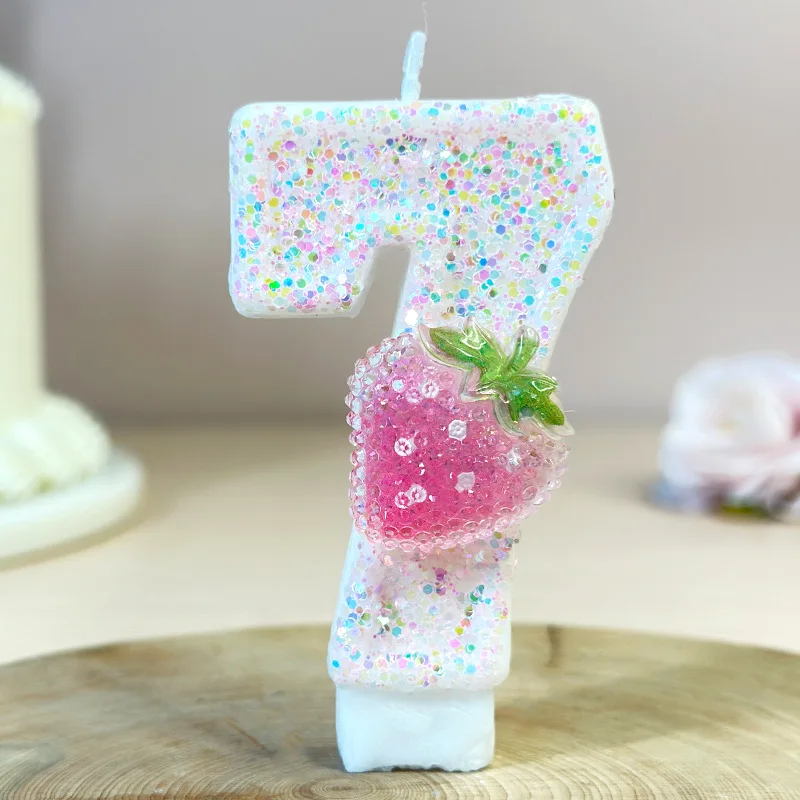 Creative Strawberry Candles Birthday Cake Candles Decorative Digital Candles for Children's Birthday Girls Cake Decorations