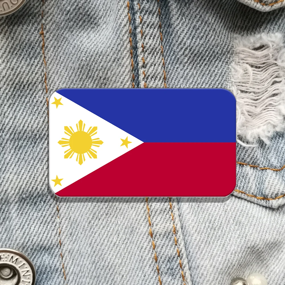 10Pcs Philippines Flag Brooches For Women And Men Vintage Lapel Pin Shirt Bag Accessory Acrylic Badge Patriotic Trinkets