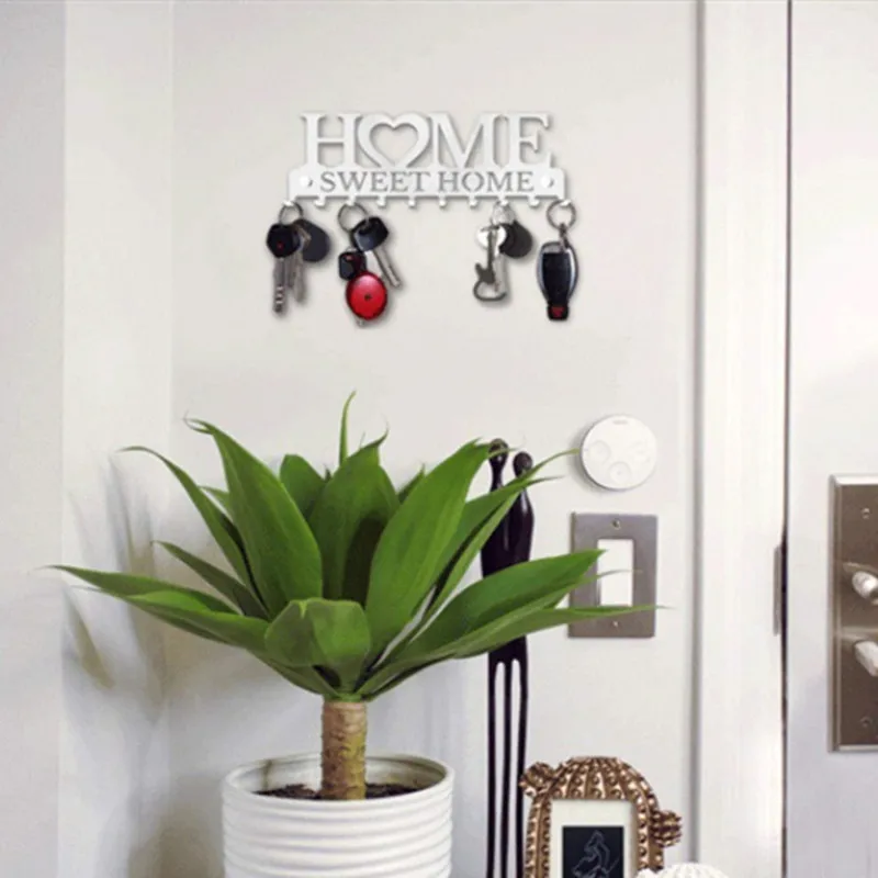 Home Key Holder Wall Mount 10 Hook Rack Decorative Metal Hanger For Balcony Kitchen Bathroom Storage Sweet Home Decoration