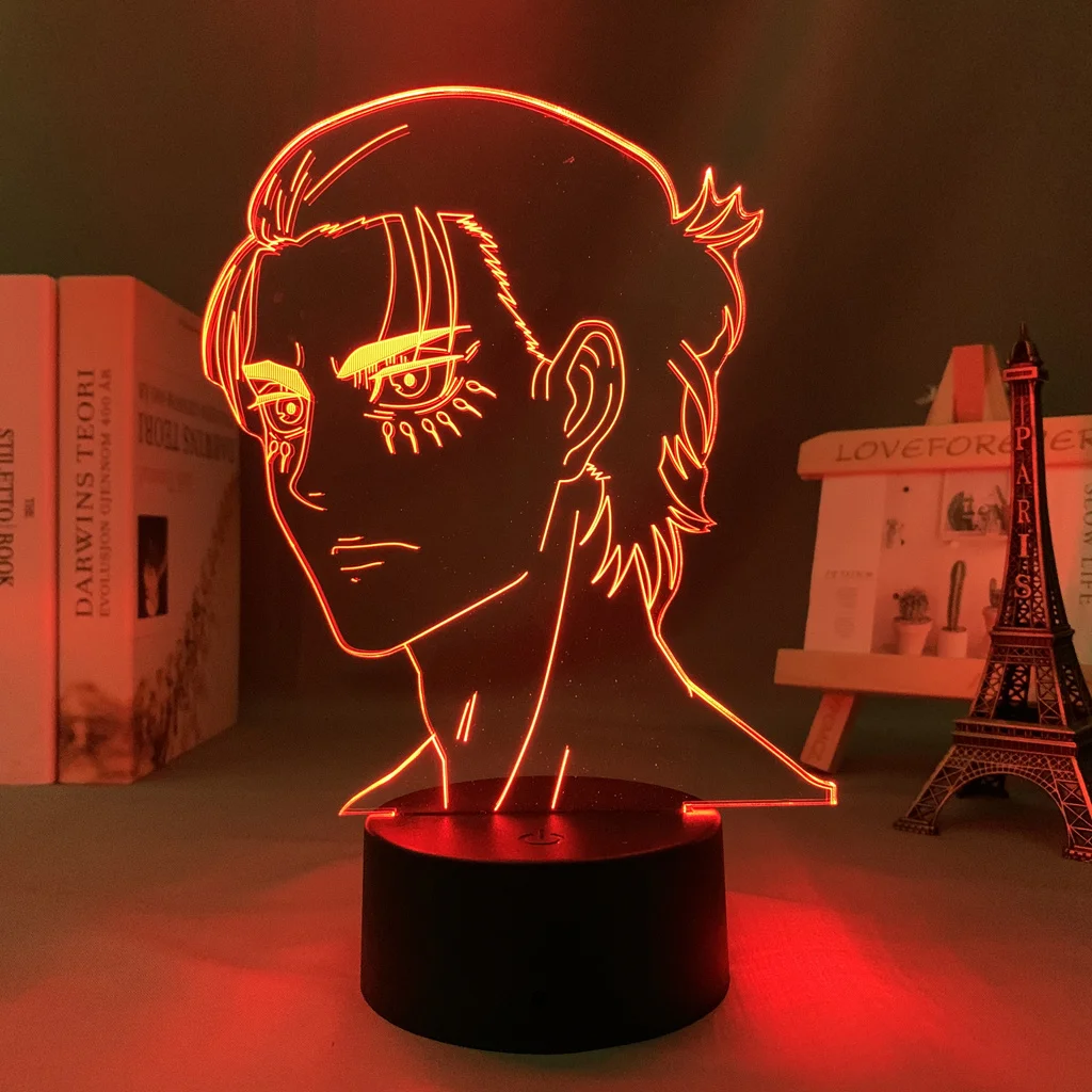 3d Lamp Anime Attack On Titan Eren Yeager For Room Decor Light Battery Powered Kids Birthday Gift Manga AOT Led Light Bedside moon night light