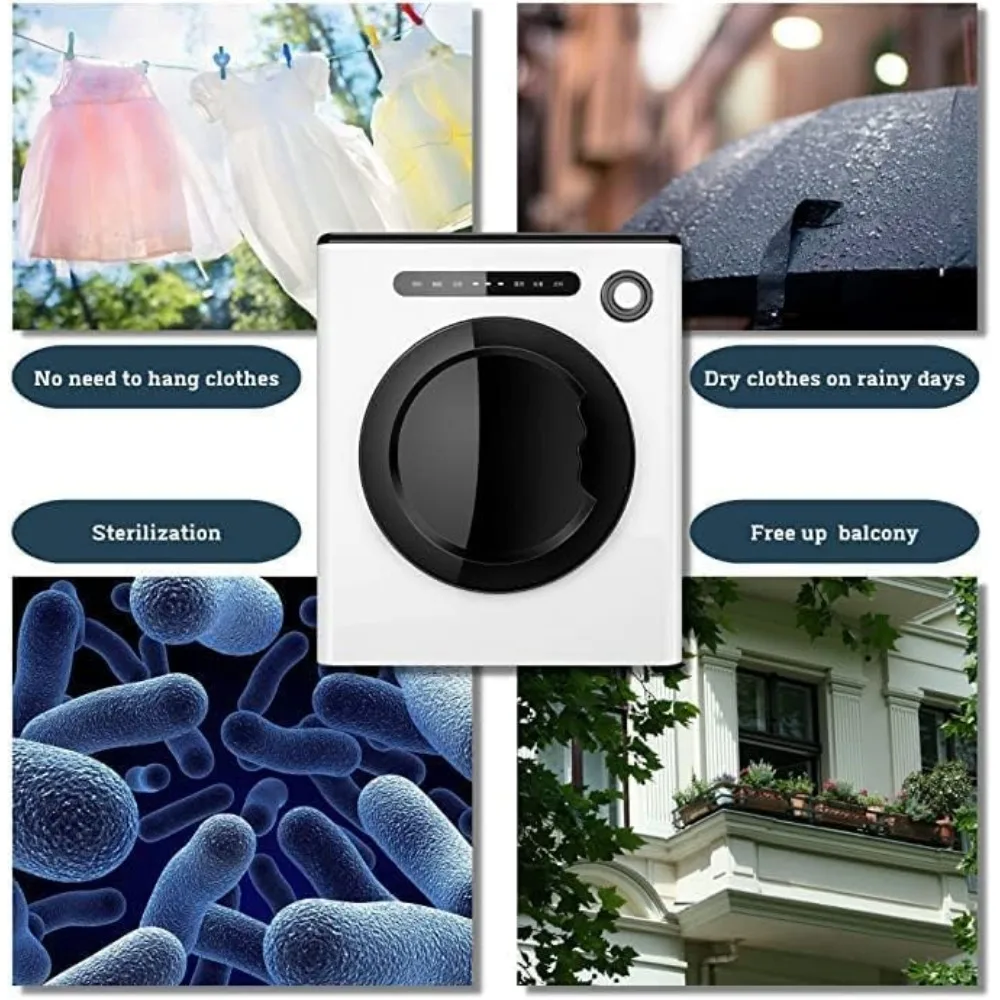 9-pound front mounted stainless steel washing machine with exhaust pipe and control panel, suitable forapartments and households 6