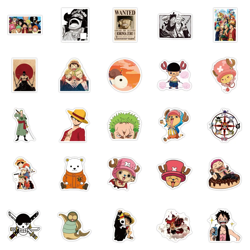100pcs/Set ONE PIECE Anime Cartoon Stickers Decal For Luggage Notebook Helmet Decal Computer Refrigerator Skateboard Trunk 5