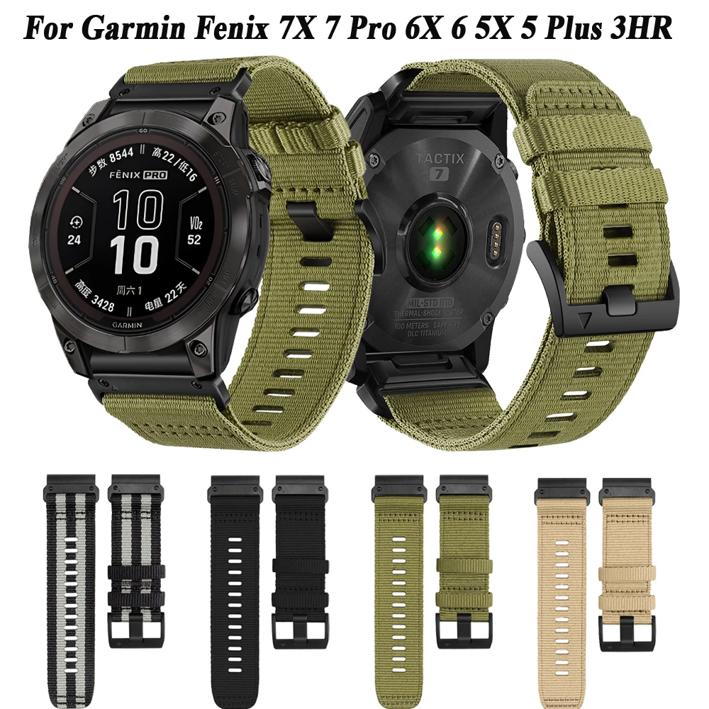 Cinturino Quickfit 26Mm 22Mm Per Garmin Fenix 7X 7 Pro Solar 6X 6 Pro 5X 5 Plus 3Hr D2 Epix 2 935 945 Bracciale Sport Nylon Wristband