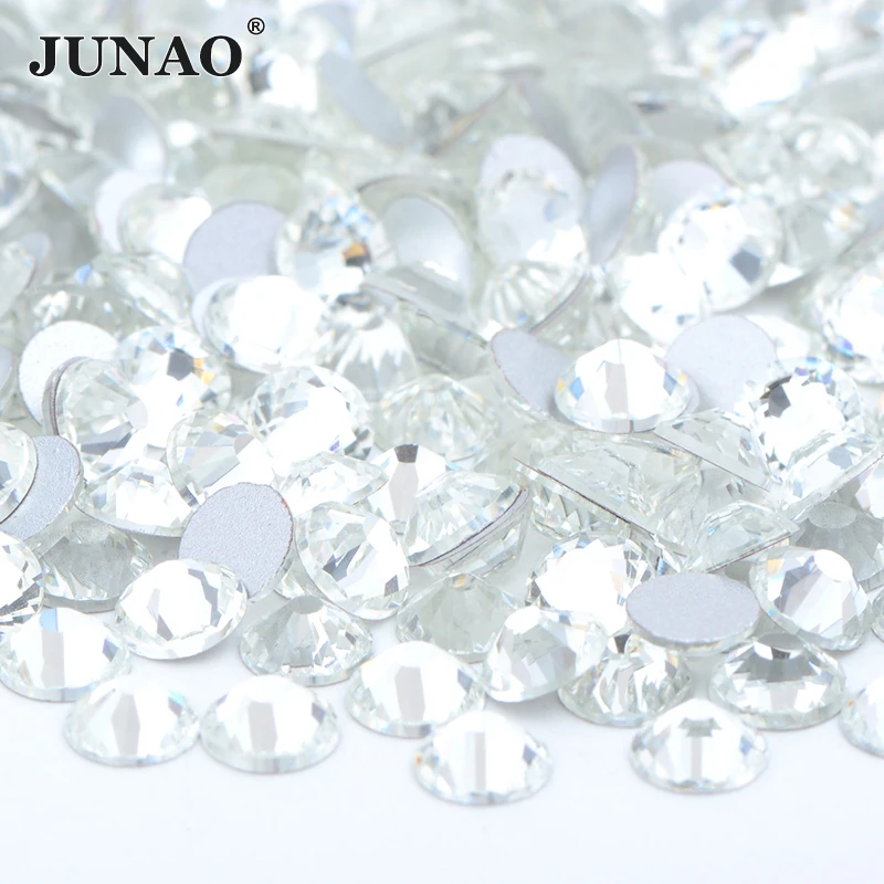 JUNAO SS3-SS30 클리어 크리스탈 플랫 백 유리 라인 석 비 핫픽스 Strass 아플리케 네일 아트 스톤 장식 DIY 공예품에 대한