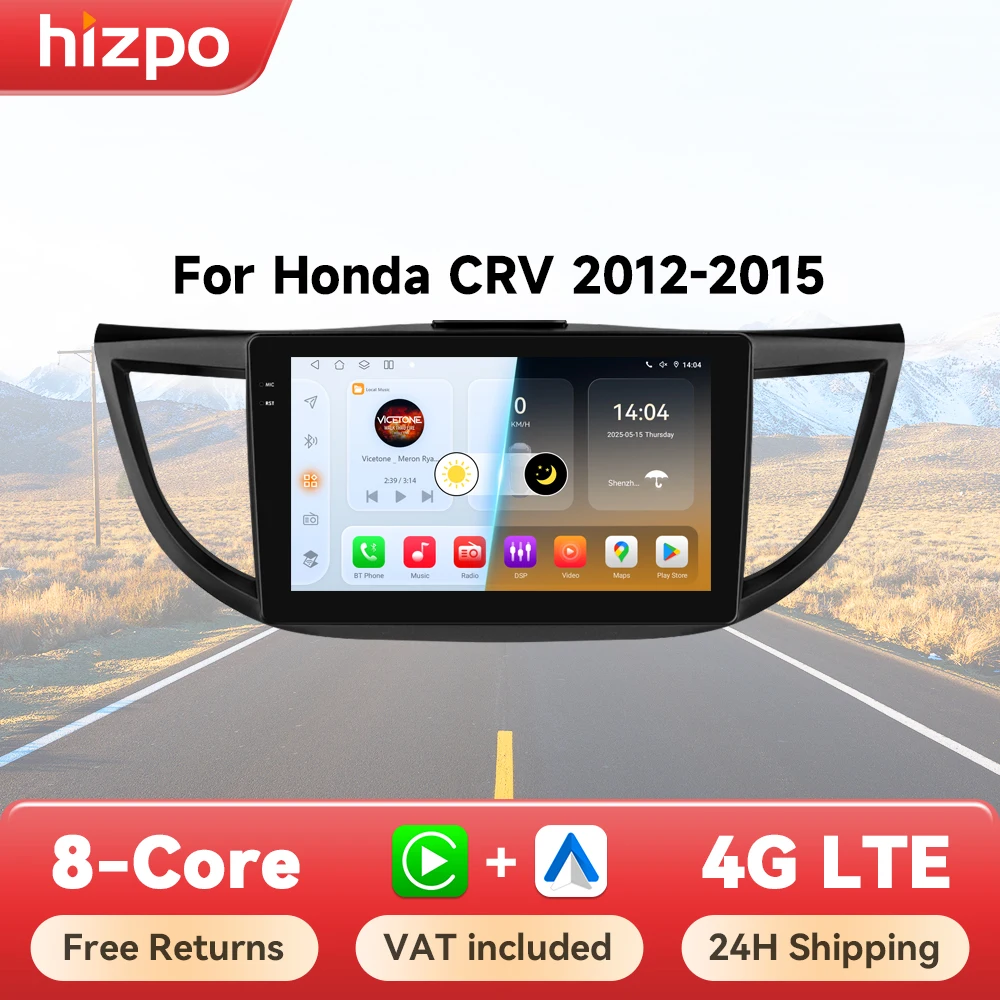 Hizpo Carplay Auto Radio For Honda CRV CR-V 2012-2015 Car Multimedia Video Player Navigation GPS No 2Din 2 Din DVD Head Unit DSP