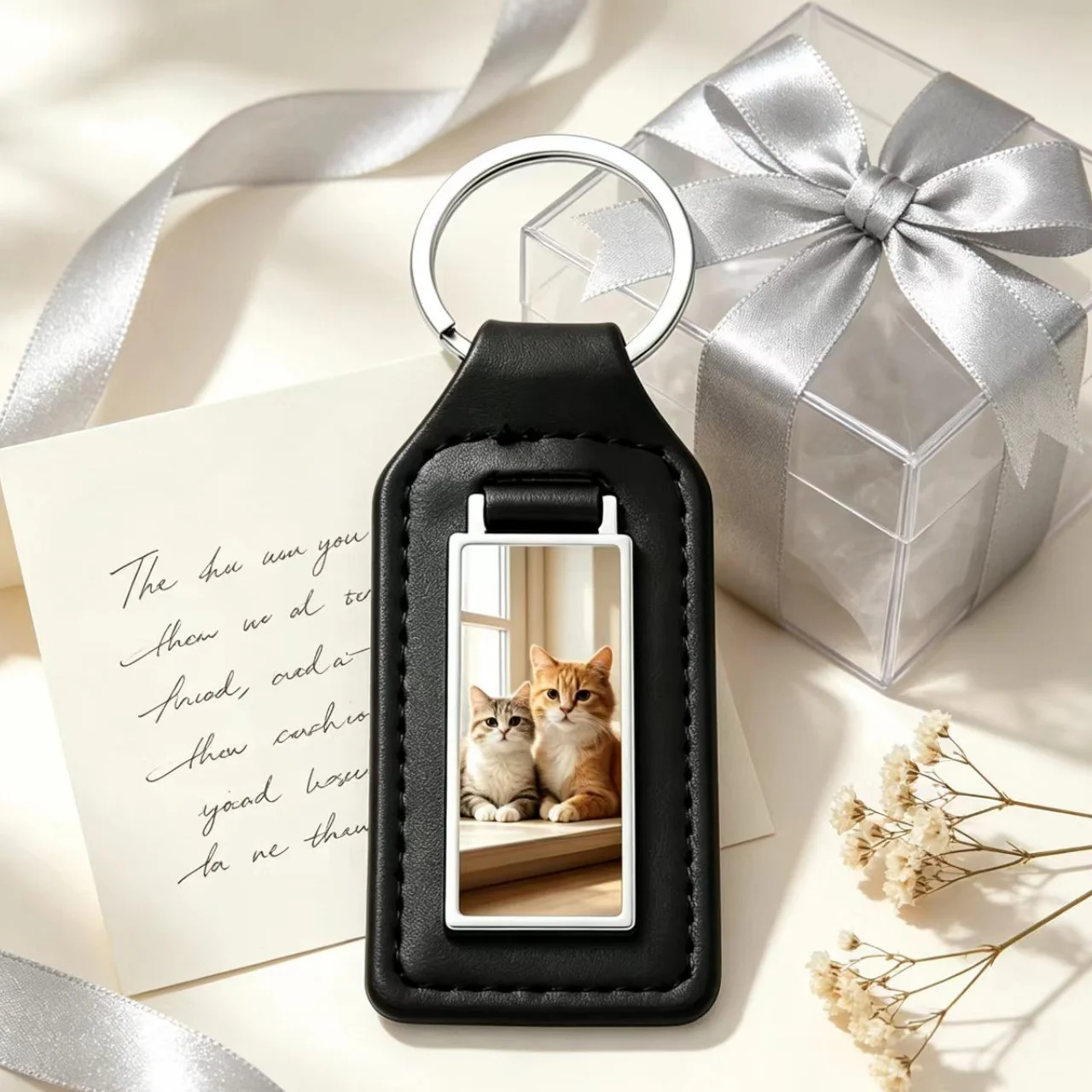 Customized Leather Photo Keychain - Unique Personalized Souvenir Gift
