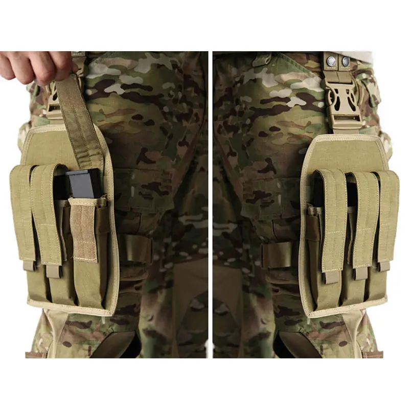 에머슨기어 MP7 트리플 레그 맥 파우치, 전술 허벅지 탄창 가방, 사냥 버클 클립, MP5 / KRISS 용 에머슨 거치대 캐리어