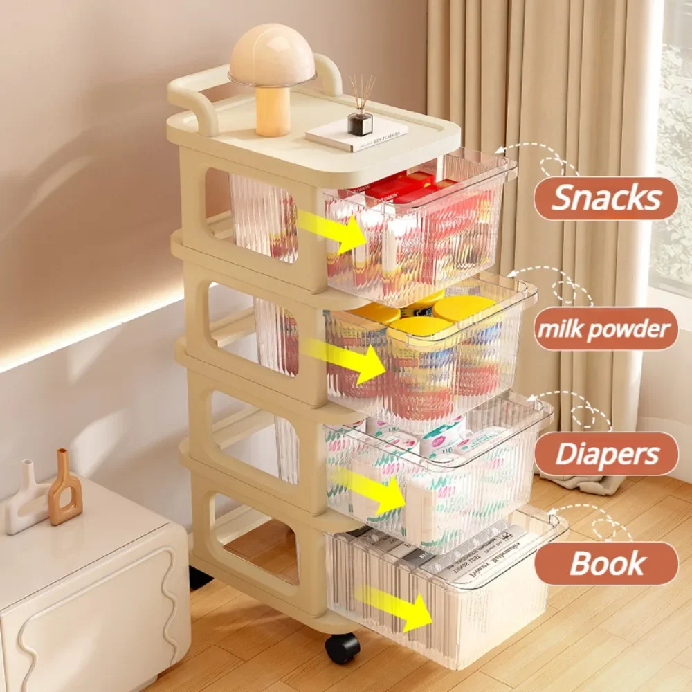 Storage rack rolling storage cart Snack Drawer Storage Rack Multi-Layer Acrylic Transparent Snack Rack Baby Product Storage Cabinet Mobile Toy Small Arrange Cart