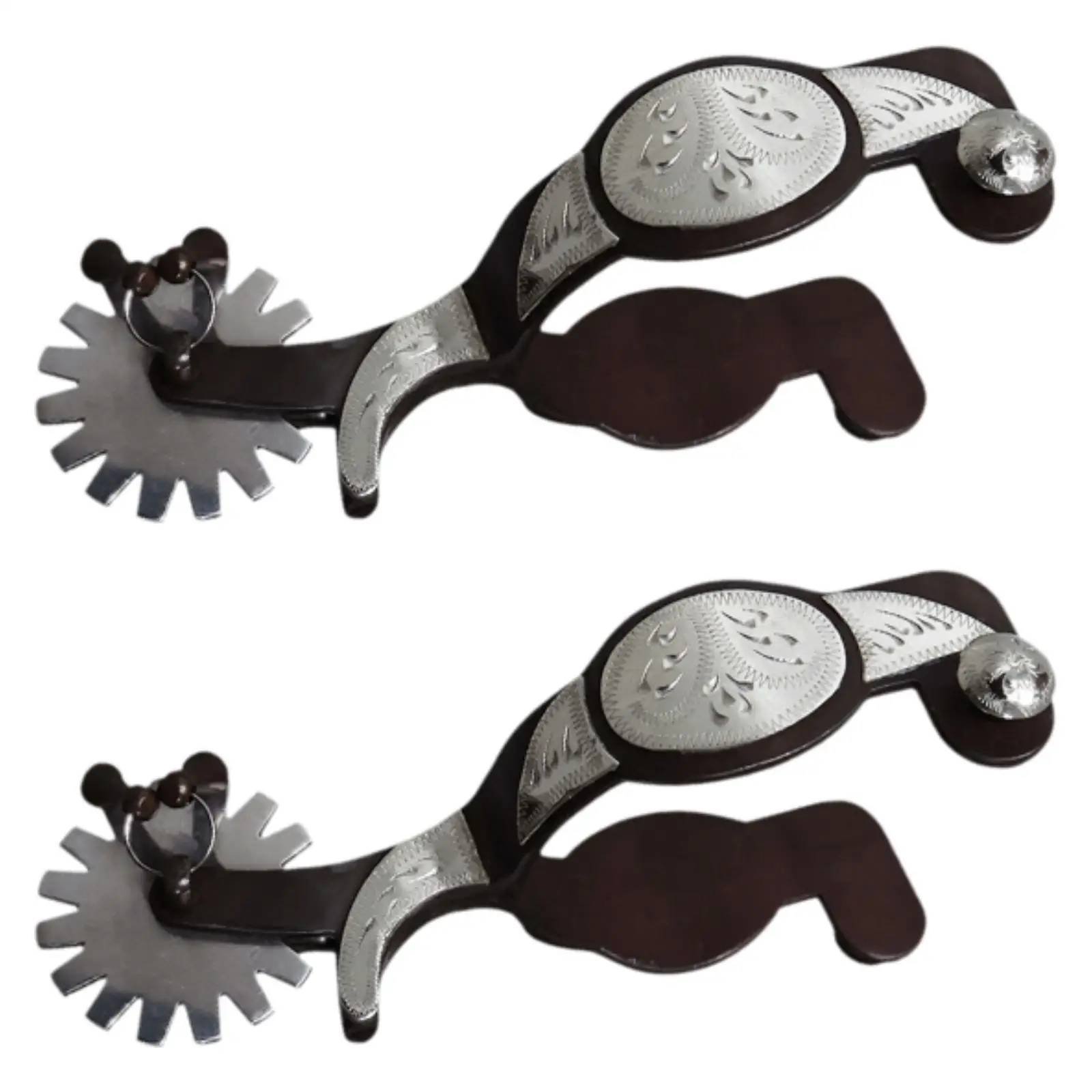 2 Pieces Western Cowboy Spur Horse Spur with Gear Decoration Carved Horse Boot Spur Retro Design for Competition Equestrian