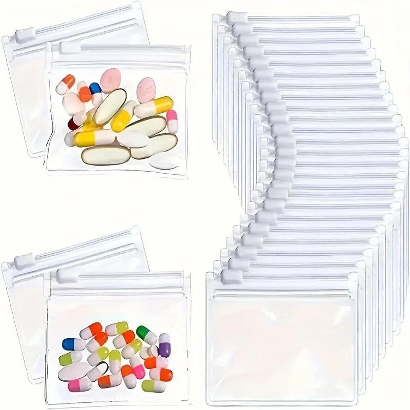 5/10/20pcs Reusable Medicine Bags, Zipper Medicine Bag Sets, Self Sealing Medicine Storage Devices, and Travel Accessories