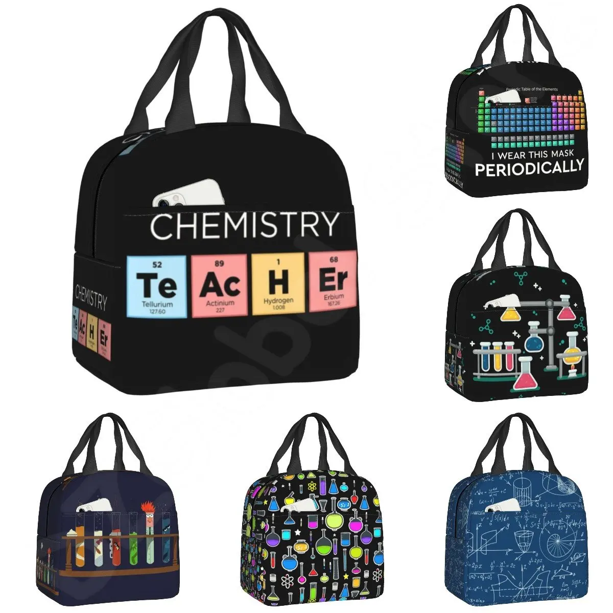 

Chemistry Teacher Periodic Table Insulated Lunch Tote Bag for Kid Science Lab Tech Portable Thermal Cooler Food Lunch Box School