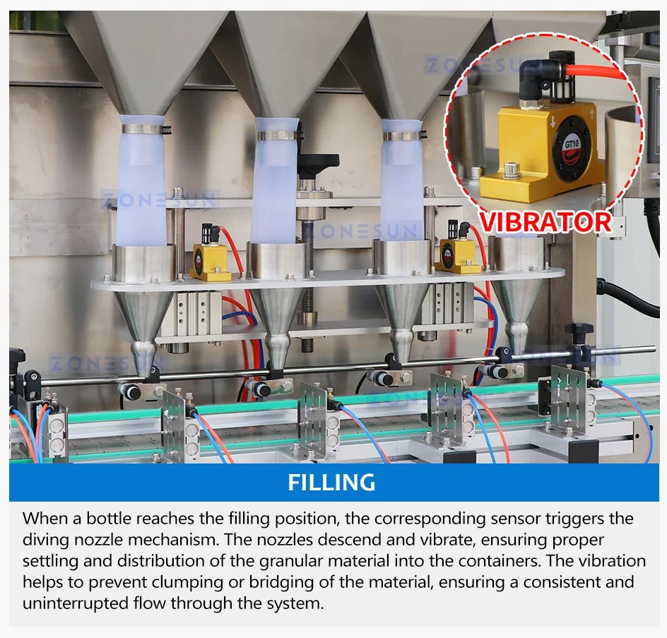 ZONESUN Automatic Particle Granule Filling Machine Vibratory Weighing ZS-GW5