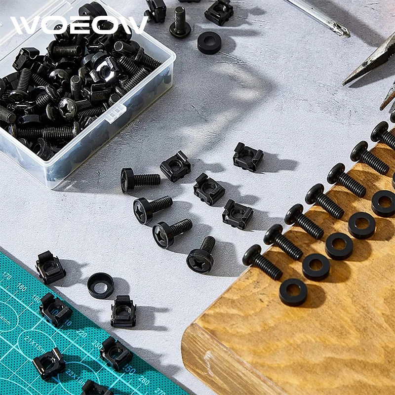 M6 x 16mm Rack Mount Cage Nuts Screws Washers for Server Rack Shelf