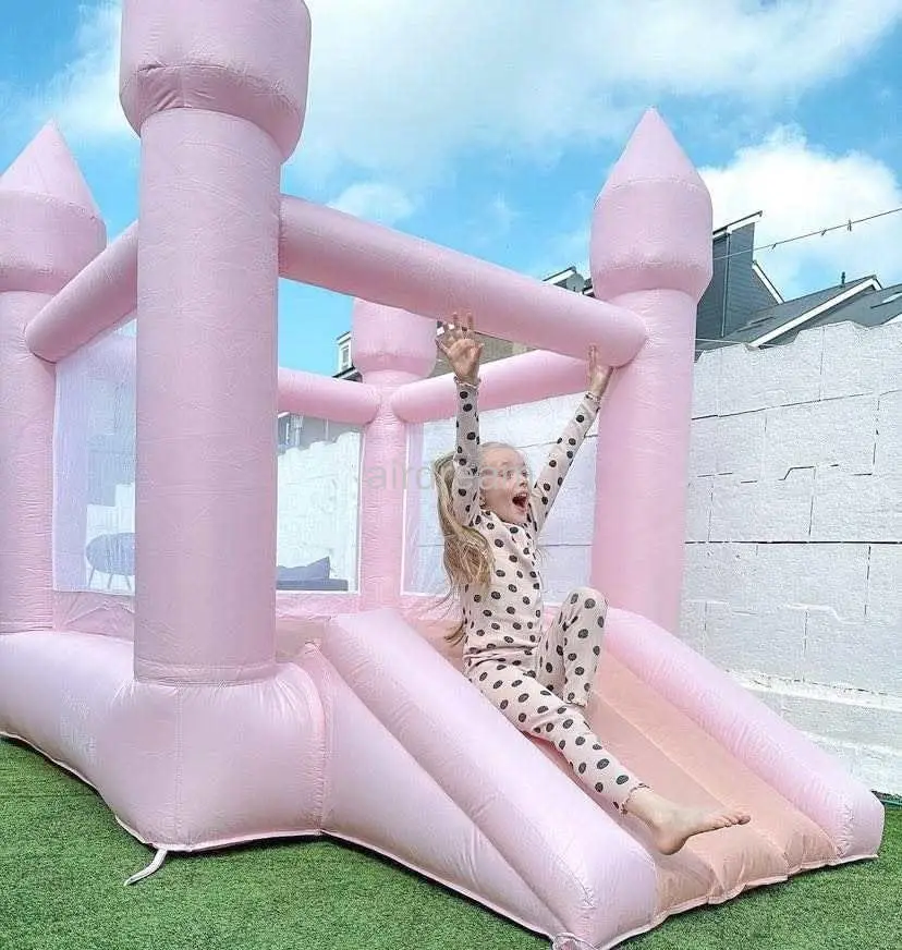 Small Inflatable Bounce House for Toddlers 1-3 Kids Pink Castle Party Theme Bounce House with Durable Safe Sewn Indoor Outdoor 2