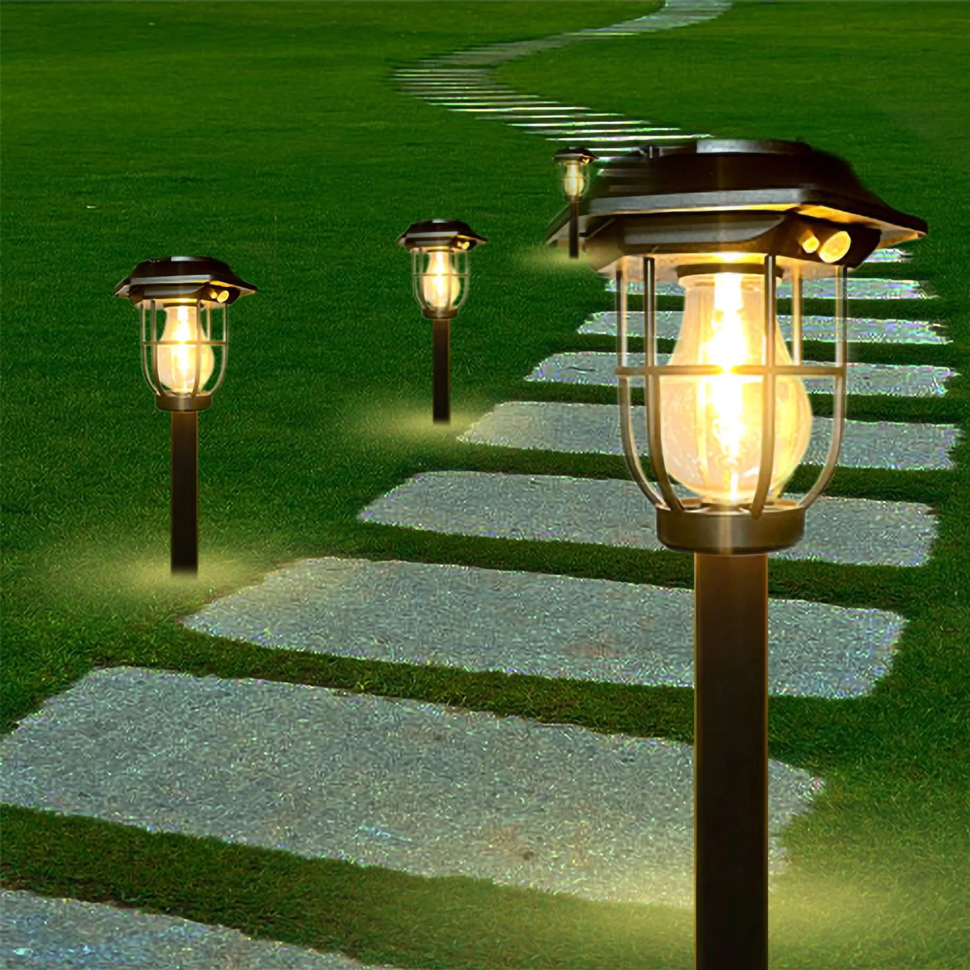 Outdoor Solar Bulb Lantern Wall Lamp Garden Courtyard Decoration 3Mode Waterproo