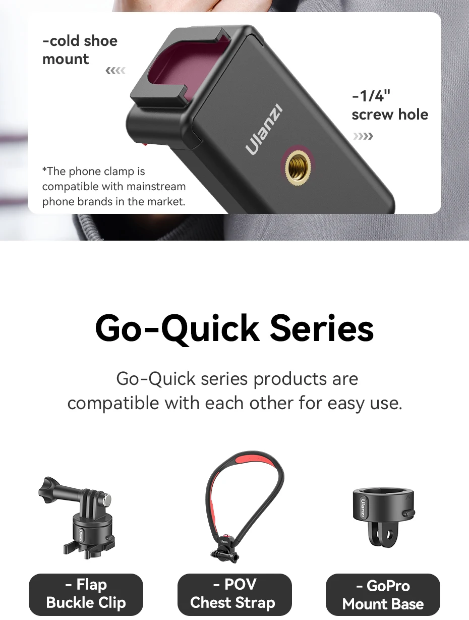 Ulanzi Go-Quick II Magnetic Chest Strap for Action Camera Mobile Phone 180° Tilt